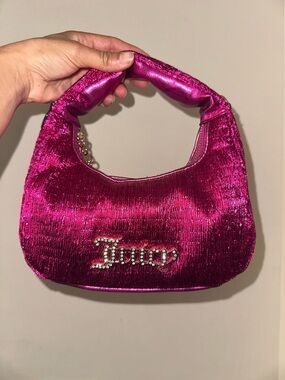 Juicy Couture Metallic Fuchsia Velvet Mini Hobo Bag (brand new)